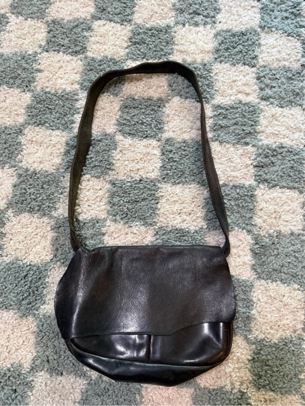 Genuine leather brown fold over mini purse interior pockets western classic bag